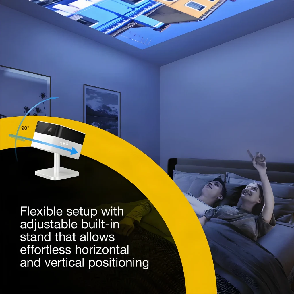 Epson Projecteur EF-71 1080p 700 lumens Blanc, vue de face: objectif central, bande noire et socle pivotant blanc - Ítem7