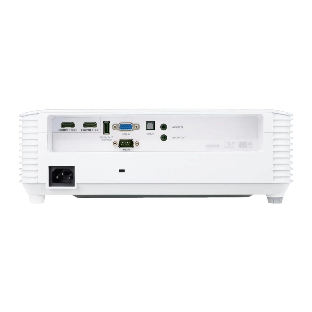 Acer Projetor H6815ATV 4K Smart 4000 lm Branco, vista frontal em ângulo: objetiva, grades de ventilação e painel de botões - Item1