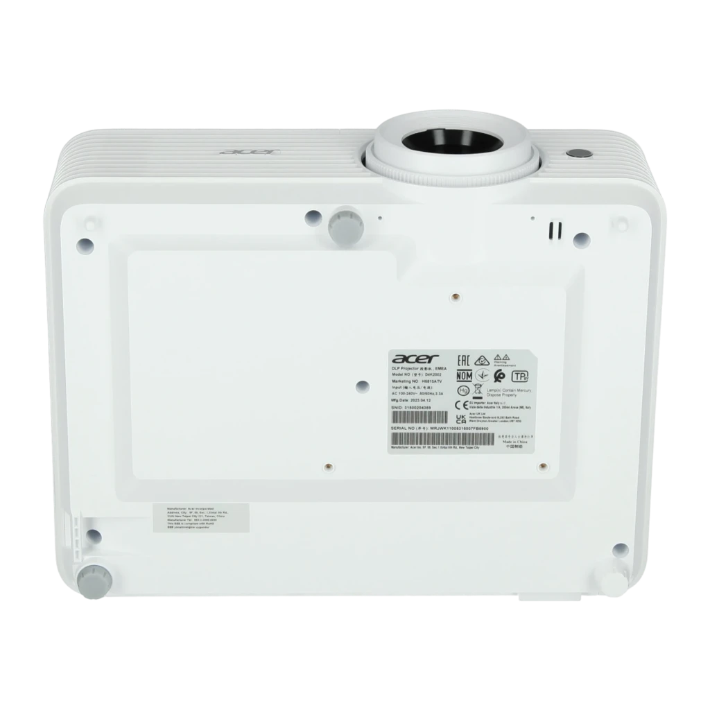 Acer Projetor H6815ATV 4K Smart 4000 lm Branco, vista frontal em ângulo: objetiva, grades de ventilação e painel de botões - Item2