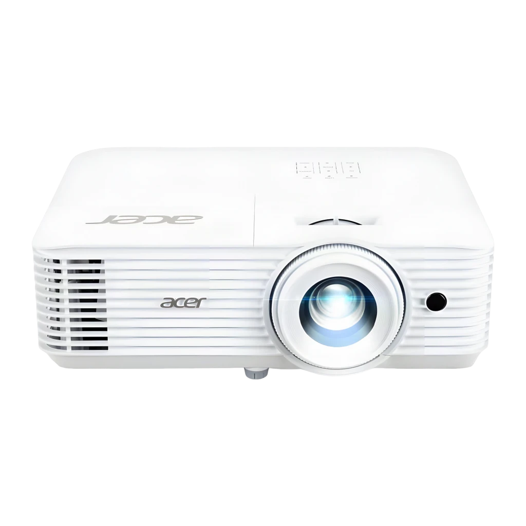 Acer Projetor H6815ATV 4K Smart 4000 lm Branco, vista frontal em ângulo: objetiva, grades de ventilação e painel de botões - Item4