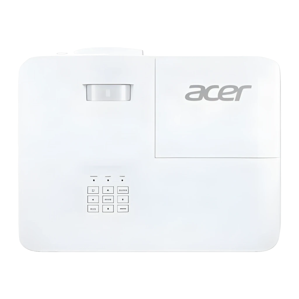 Acer Projetor H6815ATV 4K Smart 4000 lm Branco, vista frontal em ângulo: objetiva, grades de ventilação e painel de botões - Item5
