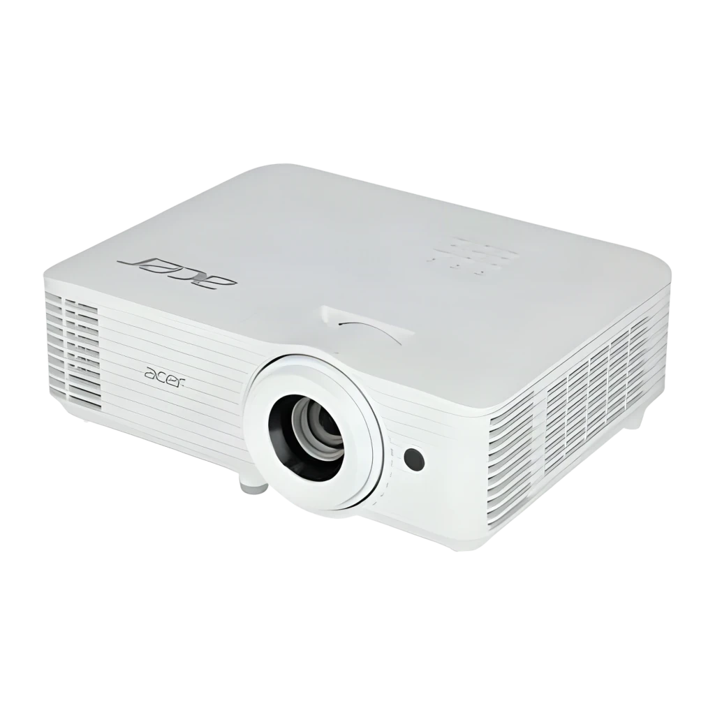 Acer Projetor H6815ATV 4K Smart 4000 lm Branco, vista frontal em ângulo: objetiva, grades de ventilação e painel de botões - Item6