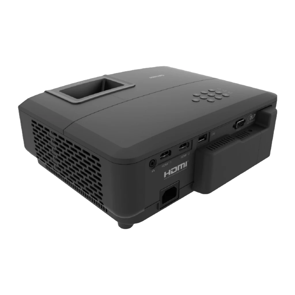 Philips Projecteur GamePix 800 Smart 1080p 2500lm noir, vue avant latérale: objectif avec anneau rouge, grille - Ítem1