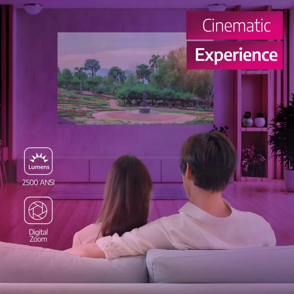 Philips Projecteur GamePix 800 Smart 1080p 2500lm noir, vue avant latérale: objectif avec anneau rouge, grille - Ítem5