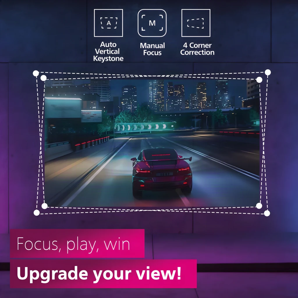Philips Projecteur GamePix 800 Smart 1080p 2500lm noir, vue avant latérale: objectif avec anneau rouge, grille - Ítem6