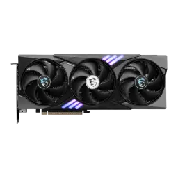 MSI GeForce RTX 5060 Ti Gaming Trio OC 8GB GDDR7 negro, vista frontal: tres ventiladores con logo dragón y RGB azul-morado