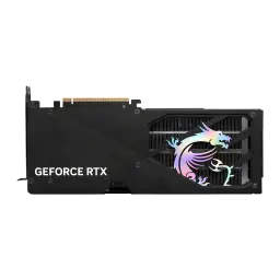 MSI GeForce RTX 5060 Ti Gaming Trio OC 8GB GDDR7 Negro, reverso: backplate negro con logo dragón RGB iridiscente y texto