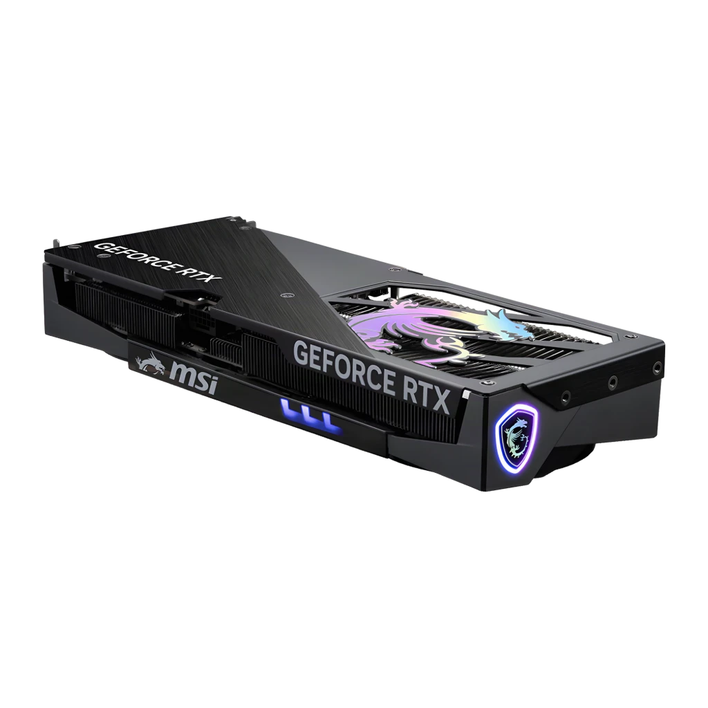 MSI GeForce RTX 5060 Ti Gaming Trio OC 8GB GDDR7 negro, tarjeta y caja: packaging con logo Gaming Trio y GPU en ángulo - Ítem4