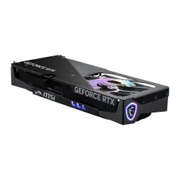 MSI GeForce RTX 5060 Ti Gaming Trio OC 8GB negro, vista lateral inferior: backplate con dragón RGB, logo MSI iluminado