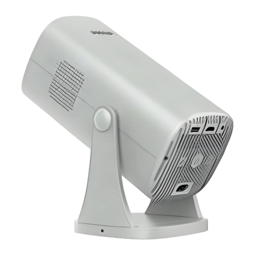 Philips Projecteur NeoPix 244 1080p Blanc, vue de face: grande lentille, grille haut-parleur et bouton AF sur support - Ítem4