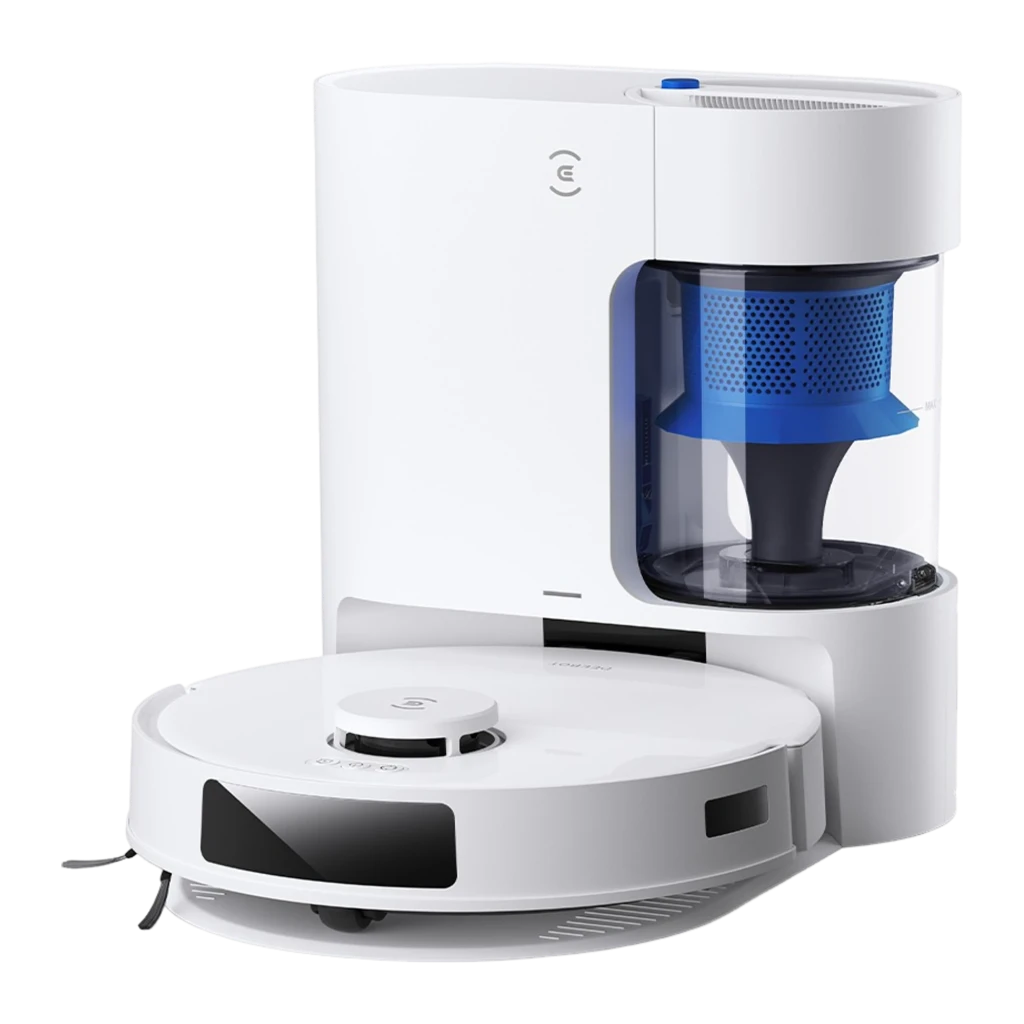 Ecovacs Deebot N20 Plus branco, kit com base de esvaziamento automático: depósito azul transparente aberto e robô acoplado - Item3