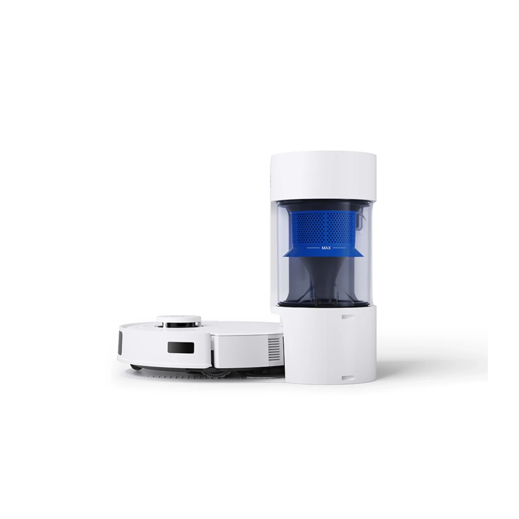 Ecovacs Deebot N20 Plus branco, kit com base de esvaziamento automático: depósito azul transparente aberto e robô acoplado - Item7