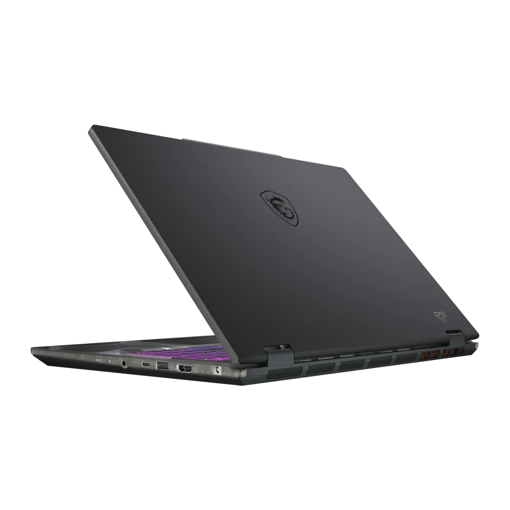 MSI Cyborg A15 1TB preto, vista frontal: ecrã com logo dragão MSI e teclado RGB multicolor iluminado - Item4