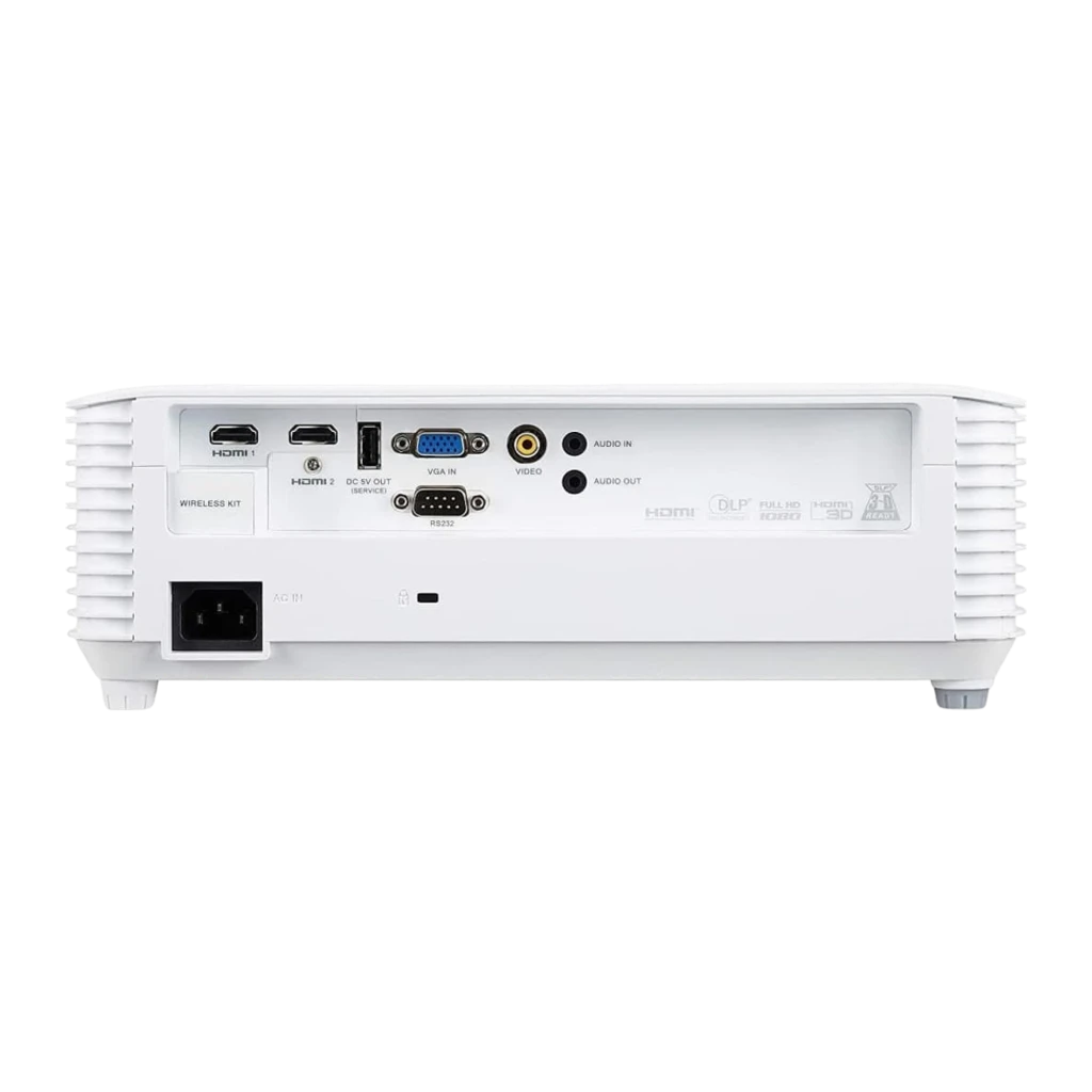 Acer Projecteur H6518STi 1080p 3500lm DLP blanc, vue avant latérale: objectif grand angle, grilles de ventilation et logo - Ítem1