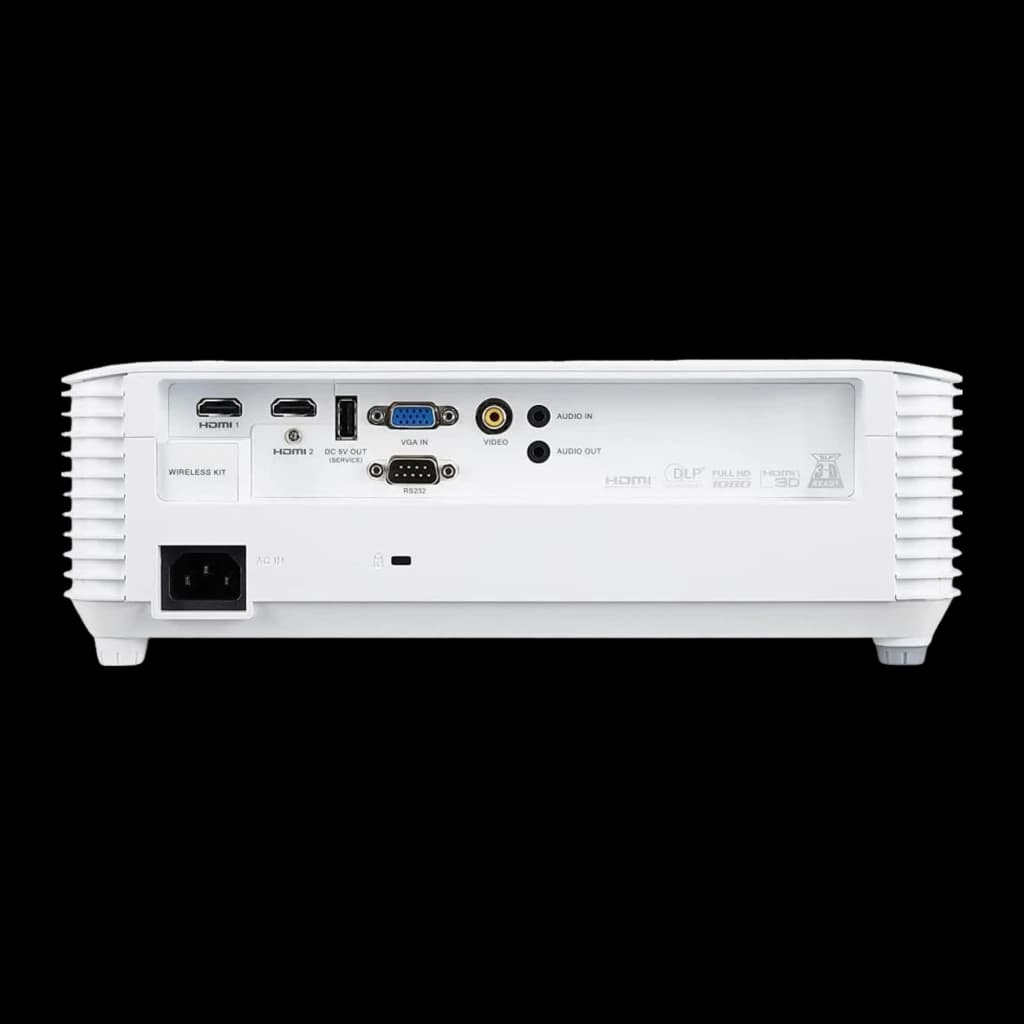 Acer Proyector H6518STi 1080p 3500lm DLP blanco, panel trasero: puertos HDMI, VGA, USB, RS232, audio y entrada de corriente