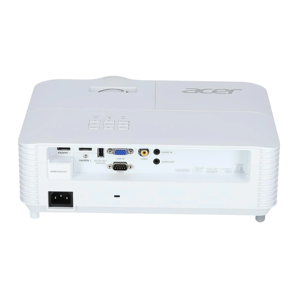 Acer Projecteur H6518STi 1080p 3500lm DLP blanc, vue avant latérale: objectif grand angle, grilles de ventilation et logo - Ítem2