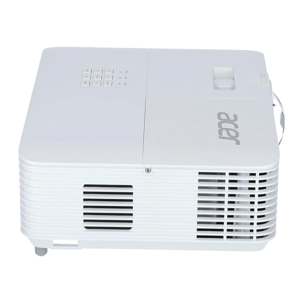Acer Projecteur H6518STi 1080p 3500lm DLP blanc, vue avant latérale: objectif grand angle, grilles de ventilation et logo - Ítem3