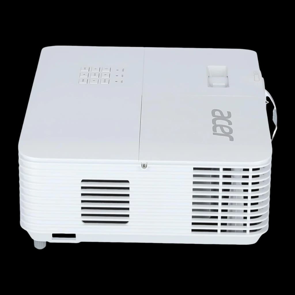 Acer Proyector H6518STi 1080p 3500lm DLP blanco, vista superior: panel de botones, ajuste de zoom, rejillas laterales y logo