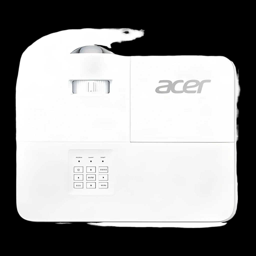 Acer Proyector H6518STi 1080p Blanco, vista superior: lente, rejilla de ventilación, panel de botones y logo Acer