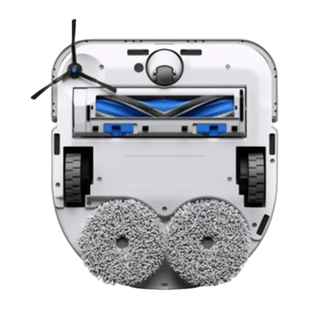 Ecovacs Deebot X5 Omni branco, vista lateral direita: robô parcialmente retirado da base, sensor TrueDetect visível - Item3