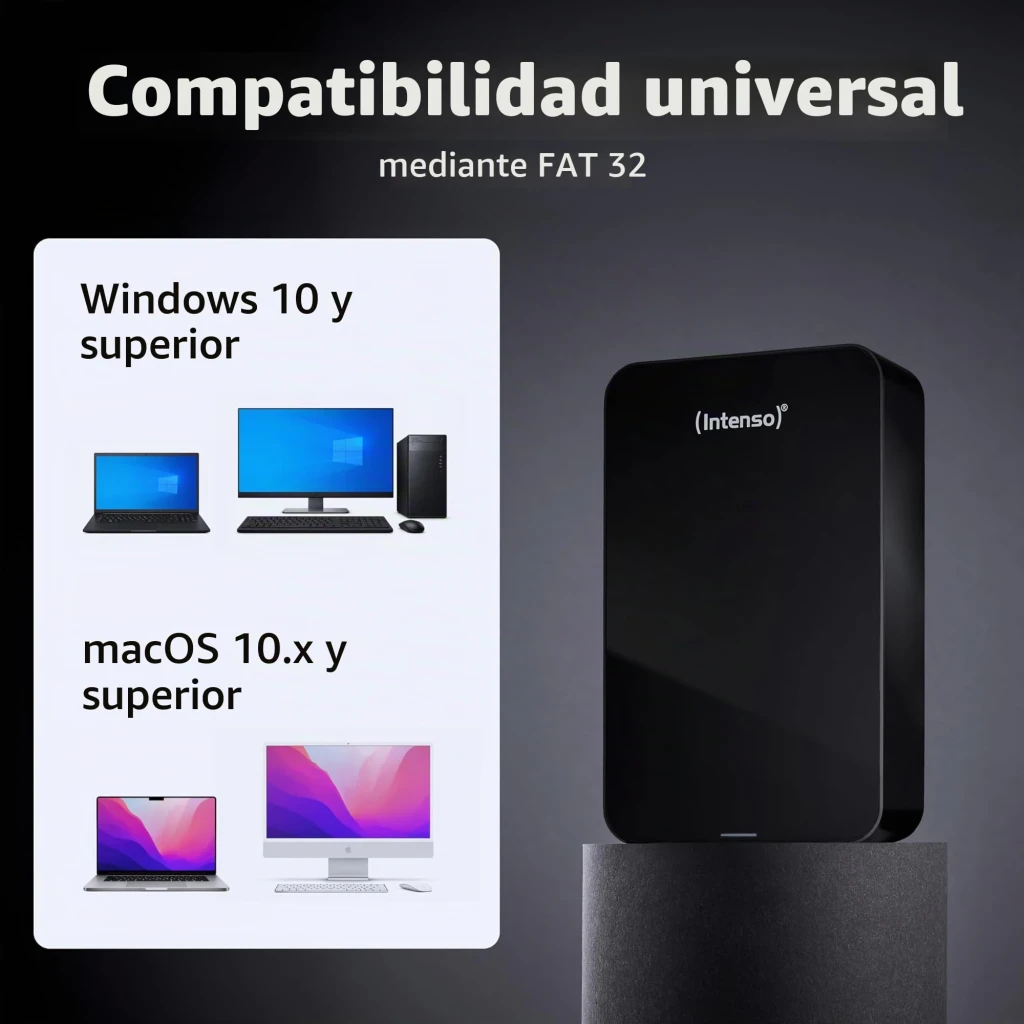 Intenso Memory Center 8TB negro, vista trasera: puertos DC IN, USB 3.0 y interruptor ON/OFF claramente etiquetados - Ítem3