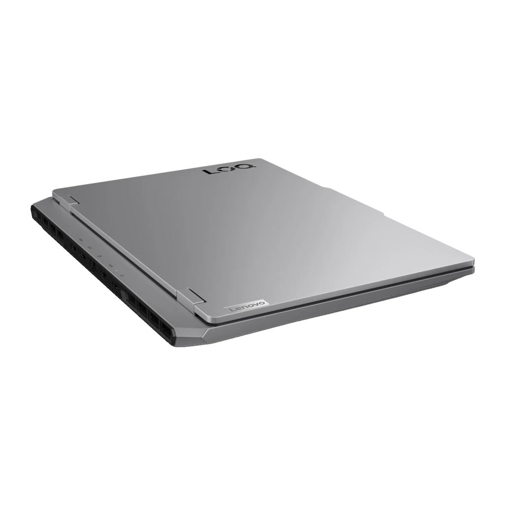 Lenovo LOQ 15IRX10 512GB cinza, vista frontal: teclado RGB multicolor iluminado e ecrã com gráfico azul gaming - Item5