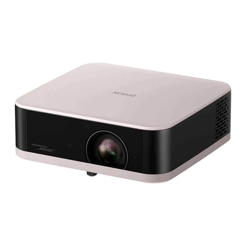 Epson V11HB72240 projecteur noir, vue avant-droite: objectif, grille haut-parleur et logo Sound by Bose - Ítem3