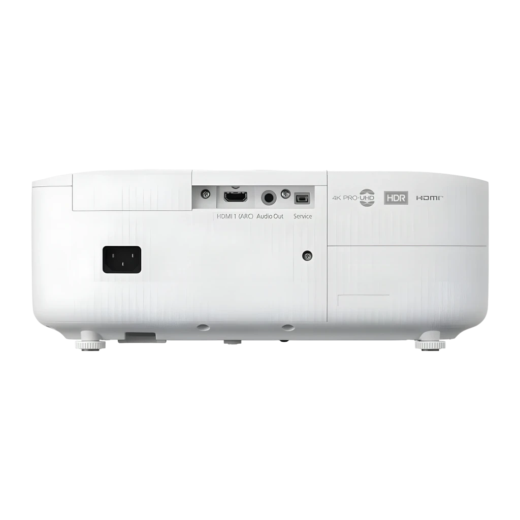 Epson EH-TW6250 2800lm 3LCD 4K+ blanc, vue avant: objectif avec monture noire et grille de ventilation latérale - Ítem5