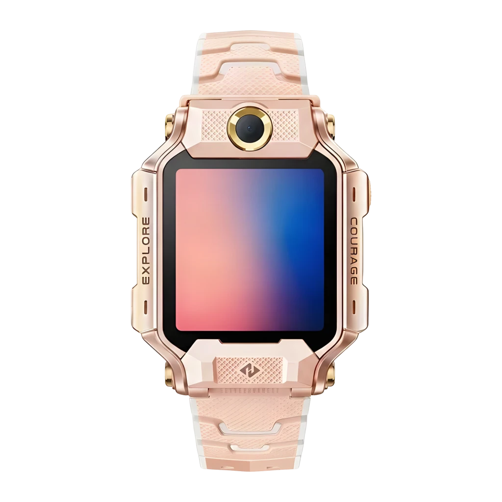 imoo Watch Phone X10 32GB rosa, vista frontal: pantalla con esfera analógica, cámara frontal dorada y tarjeta SIM Telekom - Ítem2