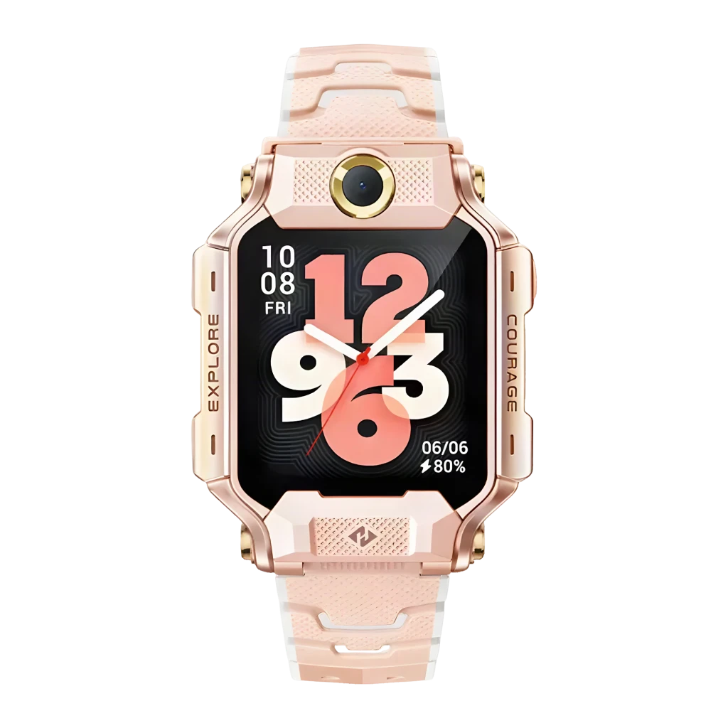 imoo Watch Phone X10 32GB rosa, vista frontal: pantalla con esfera analógica, cámara frontal dorada y tarjeta SIM Telekom - Ítem3