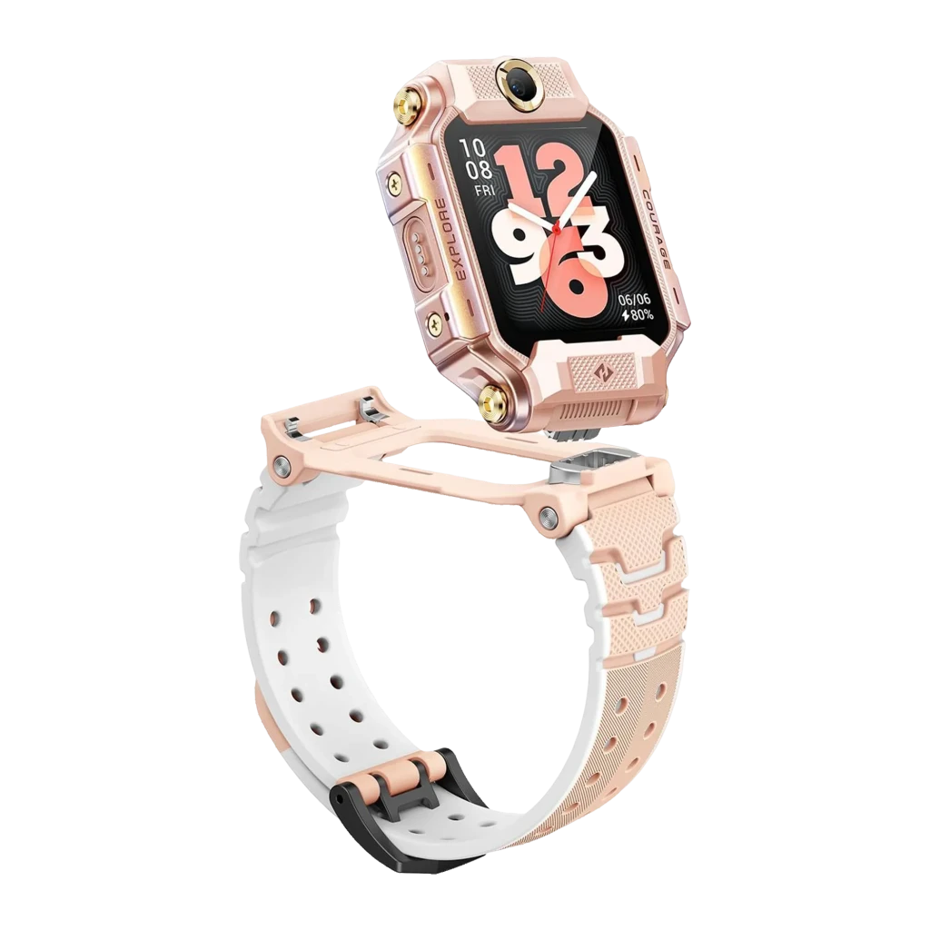 imoo Watch Phone X10 32GB rosa, vista frontal: pantalla con esfera analógica, cámara frontal dorada y tarjeta SIM Telekom - Ítem4