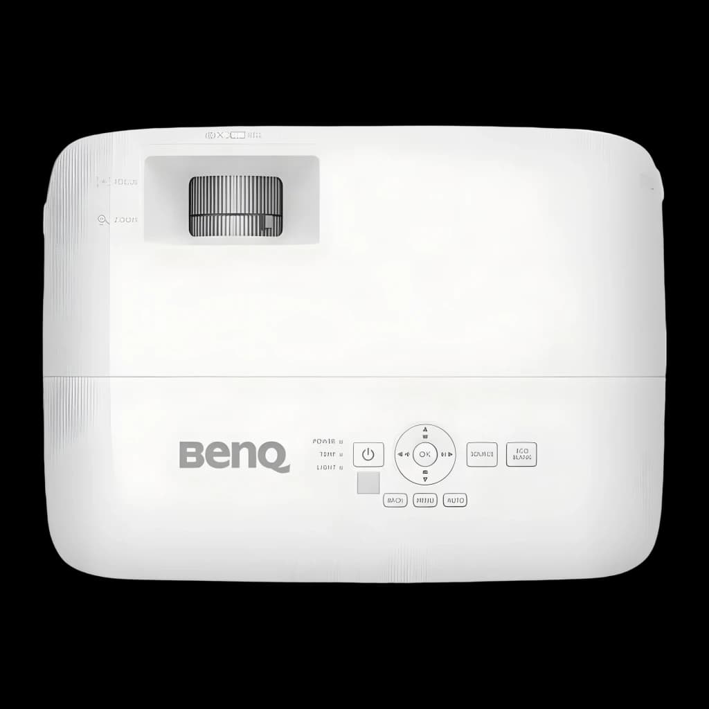 BenQ Projetor MX560 DLP XGA Branco, vista superior: lente, rodas de zoom e foco, painel de botões de controlo