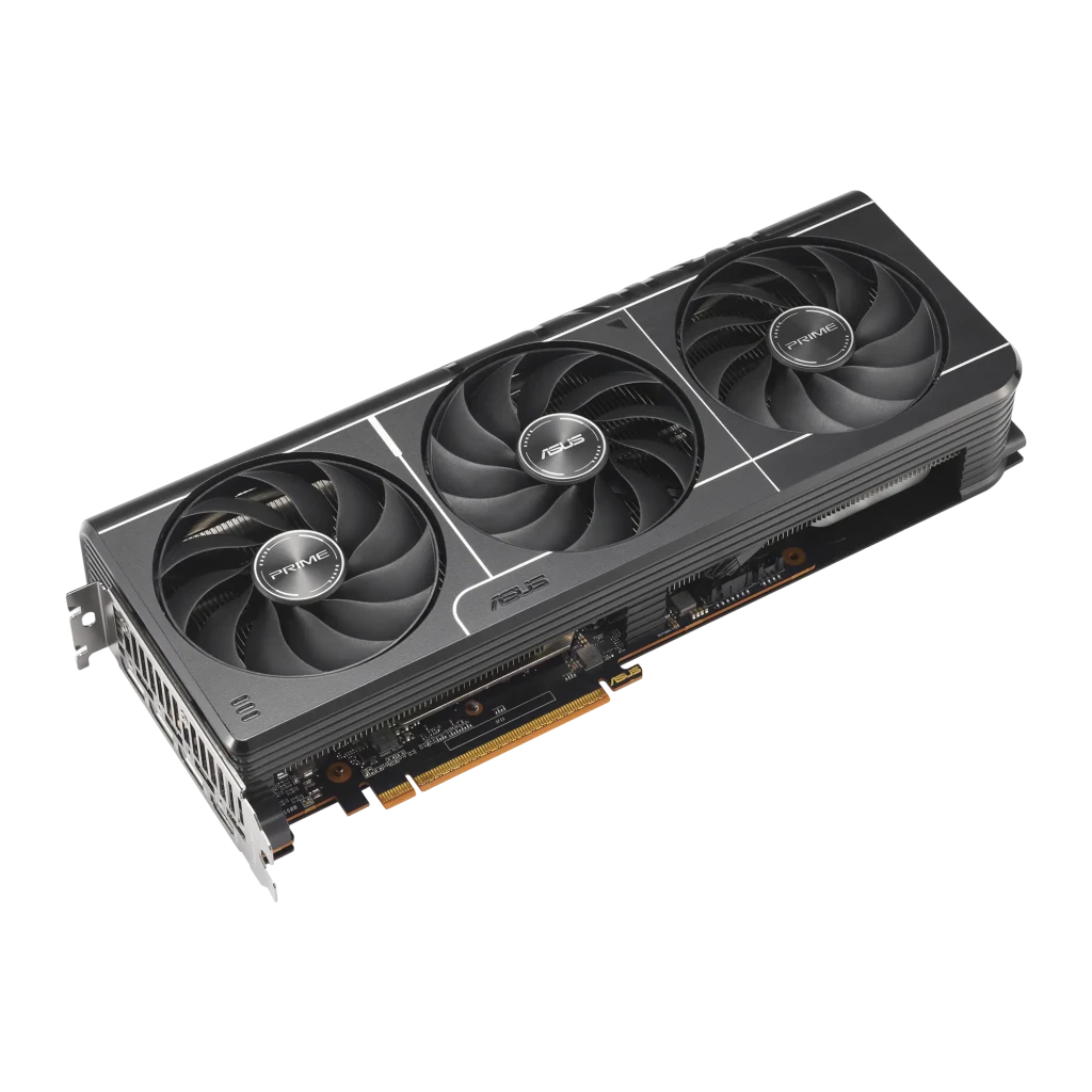 ASUS Prime Radeon RX 9070 OC 16GB negro, producto y caja: tarjeta con triple ventilador junto a packaging AMD - Ítem4