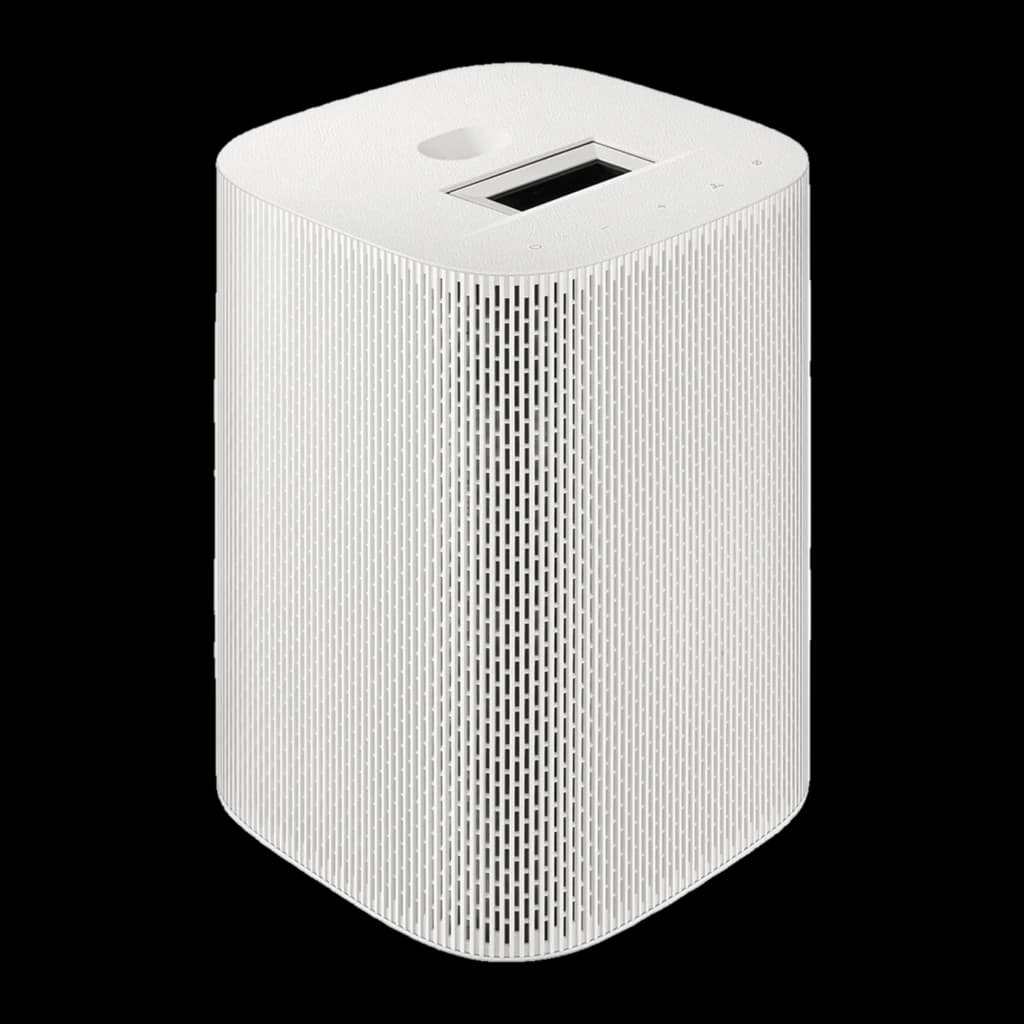 Samsung The Premiere 5 SP-LPF5DSAX 1080p Blanc, vue en perspective: angle supérieur montrant le dessus avec objectif