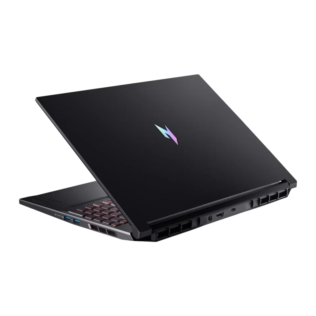Acer Nitro V 16 ANV16-42 512GB preto, vista frontal: ecrã gaming ligado e teclado retroiluminado laranja - Item3