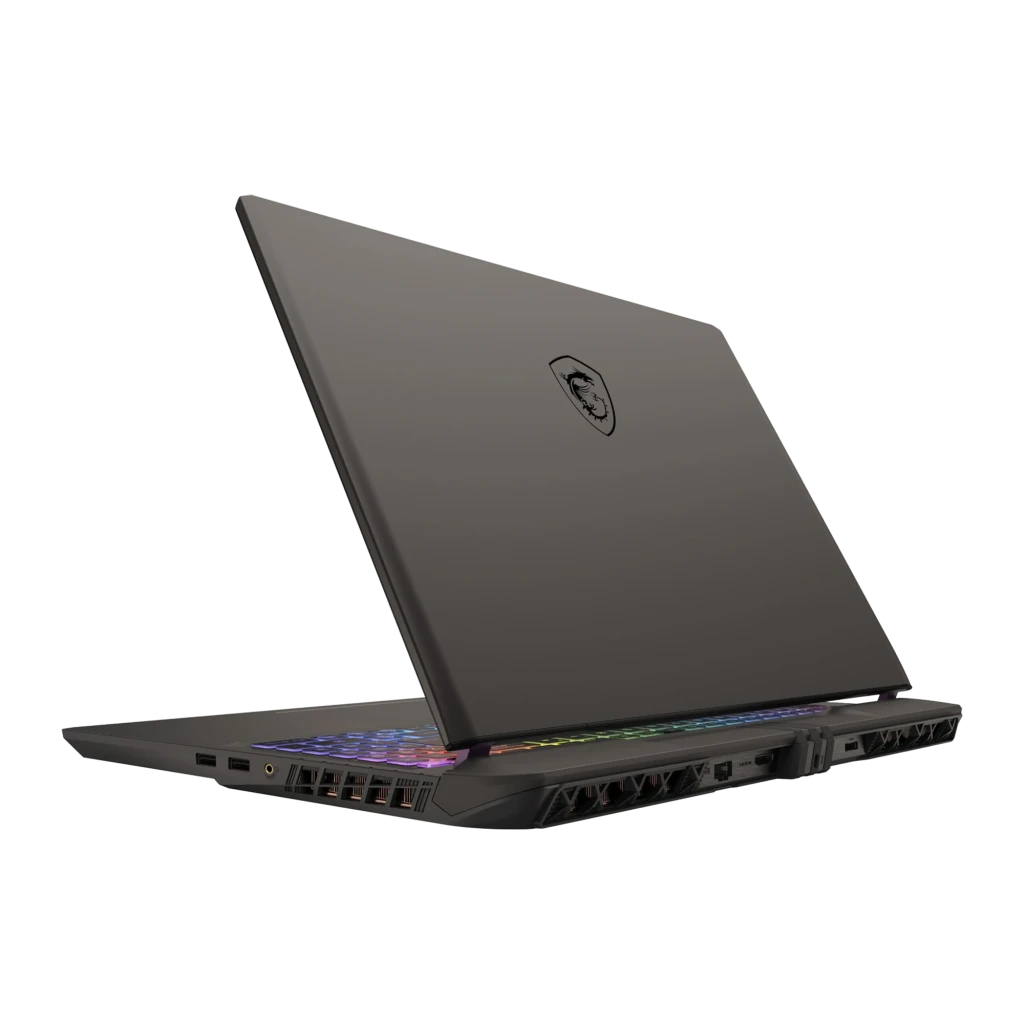 MSI Vector 16 HX AI 512GB gris, vue de face: écran avec logo dragon MSI et clavier rétroéclairé RGB multicolore - Ítem3