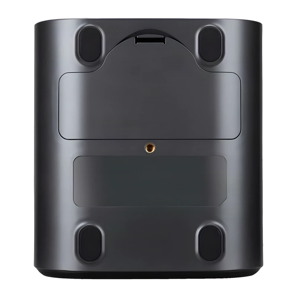 Acer AOpen QF16ATV Full HD 550lm preto, vista frontal-lateral esquerda: lente acesa com feixe de luz, alça e grelha - Item6