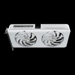 Palit GeForce RTX 5060 OC White 8GB blanco, vista frontal en ángulo: carcasa blanca con dos ventiladores y logo GeForce RTX
