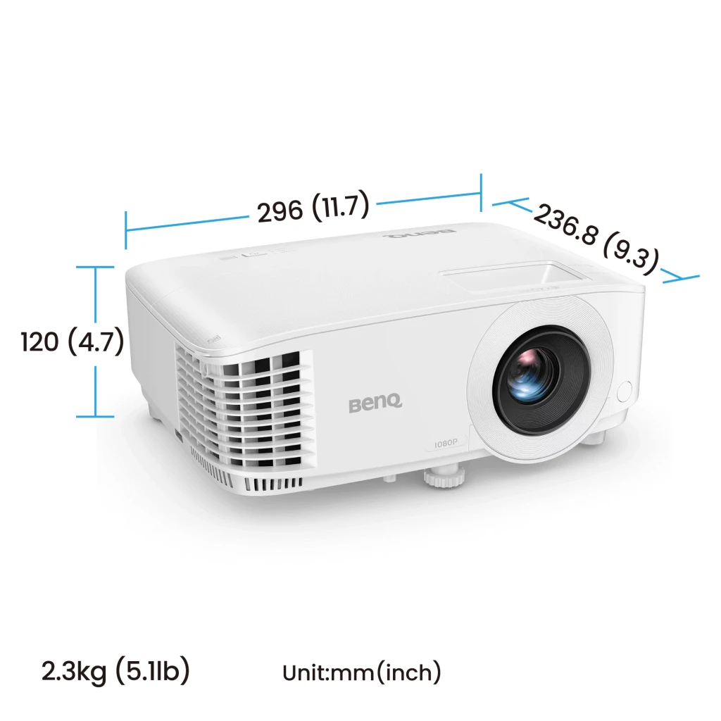 BenQ Projecteur TH575i 3800lm DLP 1080p Blanc, vue avant: objectif central, grille latérale et étiquette 1080P - Ítem2