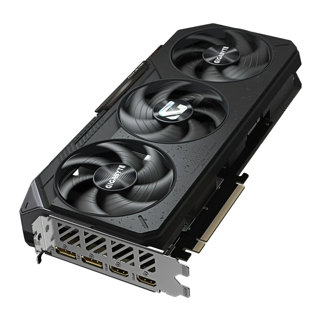 GIGABYTE Radeon RX 9070 GRE Gaming OC 12GB noir, kit avec boîte: carte avec ports frontaux à côté de la boîte orange Gaming - Ítem2