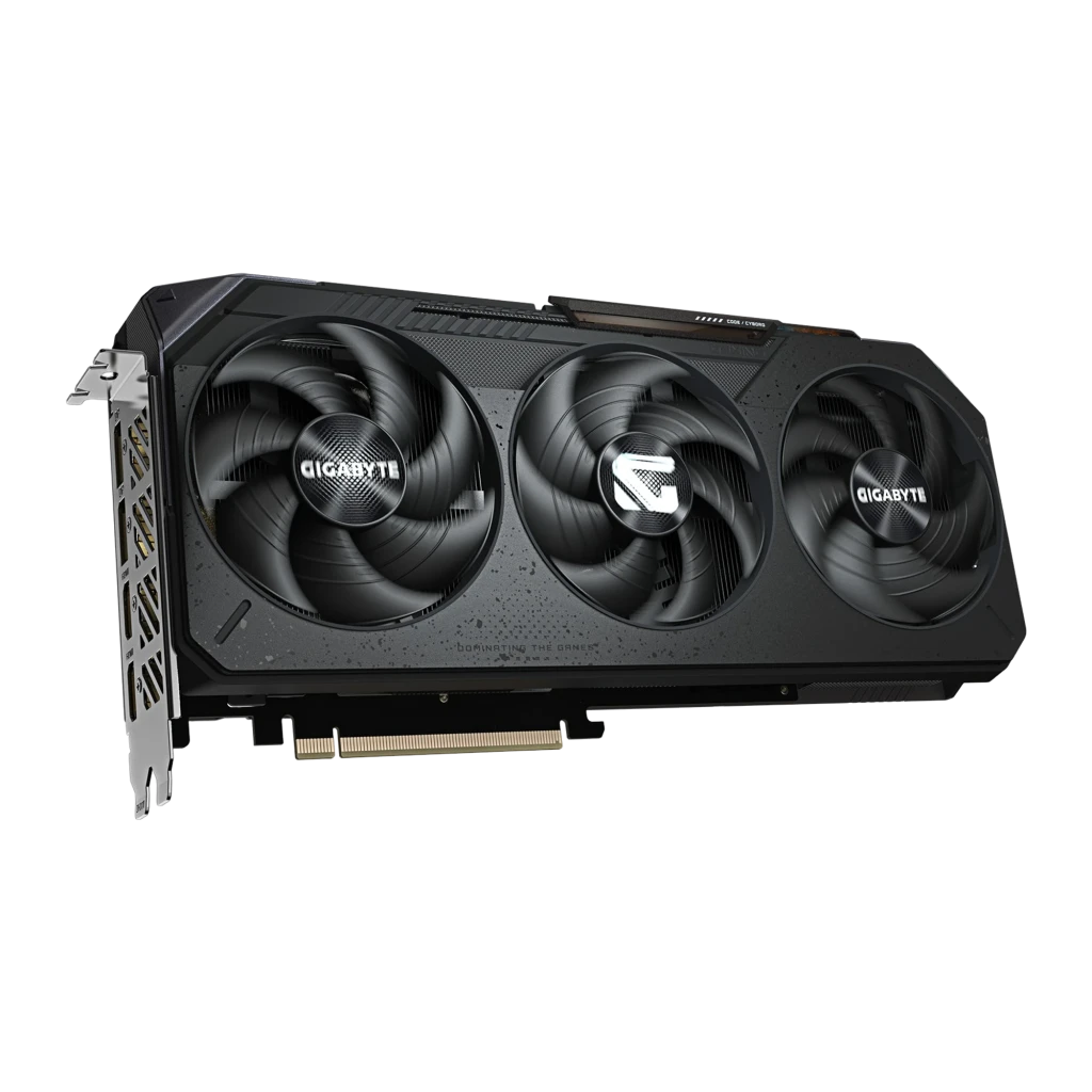 GIGABYTE Radeon RX 9070 GRE Gaming OC 12GB noir, kit avec boîte: carte avec ports frontaux à côté de la boîte orange Gaming - Ítem1