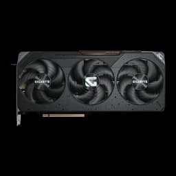 GIGABYTE Radeon RX 9070 GRE Gaming OC 12GB noir, vue avant: trois ventilateurs avec logo GIGABYTE et shroud texturé