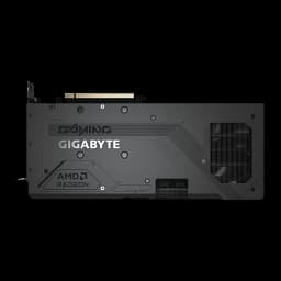 GIGABYTE Radeon RX 9070 GRE Gaming OC 12GB noir, verso: backplate avec logos GIGABYTE et AMD Radeon, connecteur