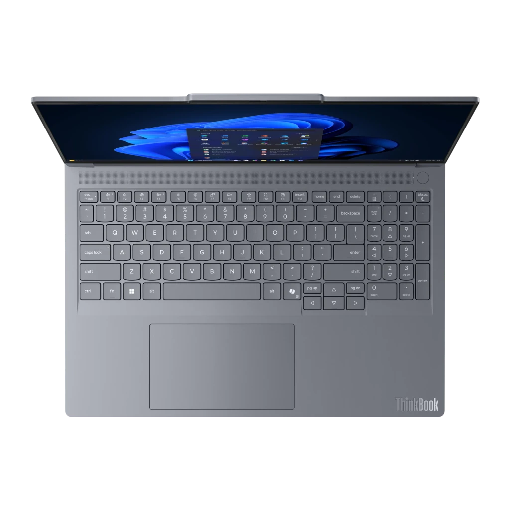 Lenovo ThinkBook 16p G6 ADR 1TB Cinzento, vista frontal: ecrã WQXGA com Windows 11 aberto, teclado completo e touchpad - Item5