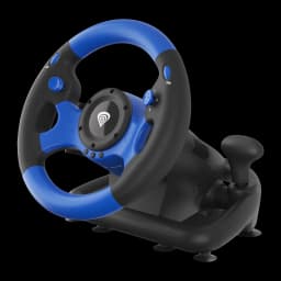 Genesis Seaborg 350 noir, gros plan avant: boutons LB RB bleus, logo central et levier de vitesses