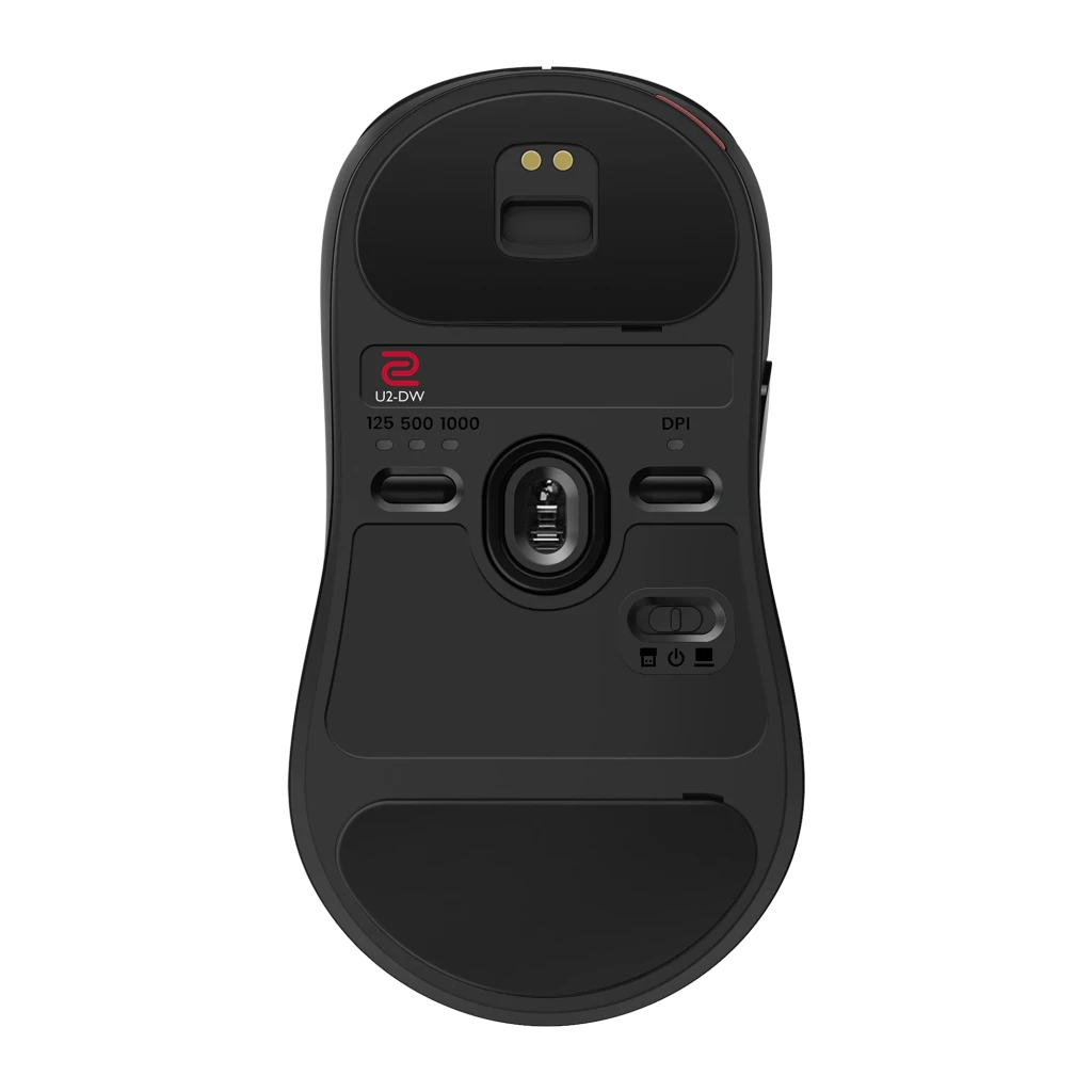 ZOWIE U2-DW Preto, vista superior: roda de scroll texturizada, logótipo vermelho na parte inferior e forma simétrica - Item2