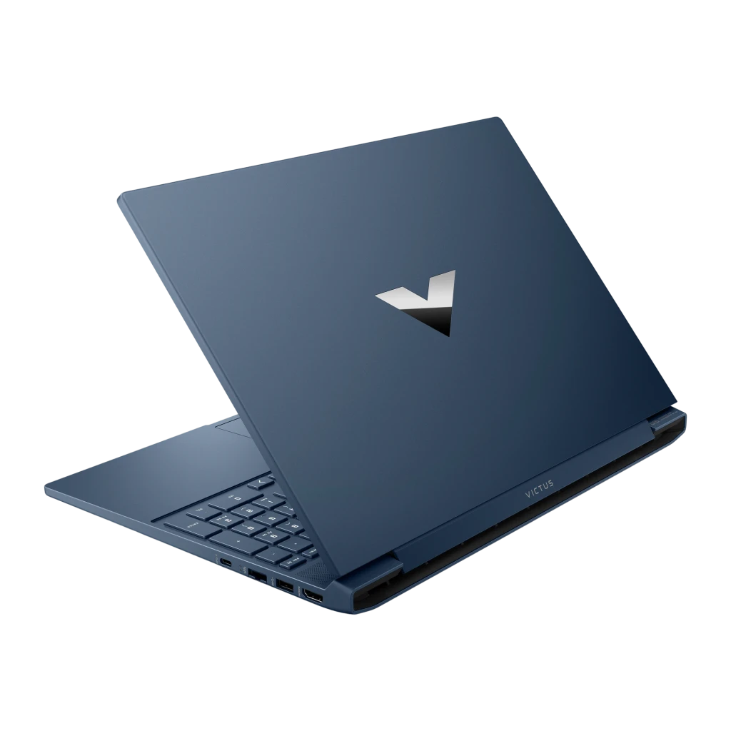 HP Victus Gaming 15 1TB Azul, vista frontal: ecrã com Hi-Fi Rush e Game Pass, teclado completo com numpad - Item1