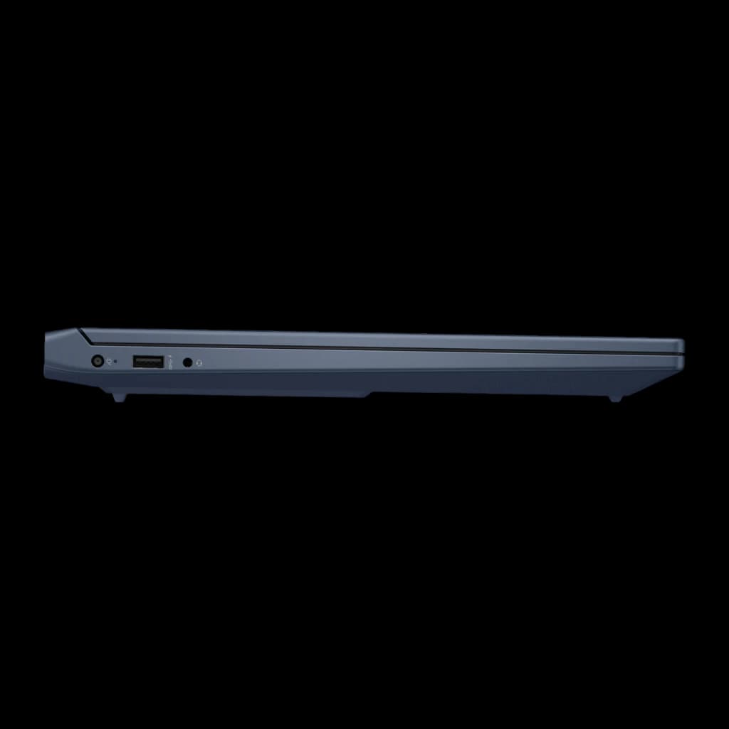 HP Victus Gaming 15-fa2040ns 1TB Bleu, vue latérale gauche: port d'alimentation, USB-A et jack audio visibles
