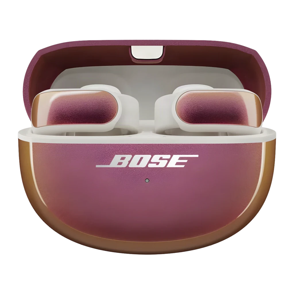 Écouteurs Bose Ultra Open Earbuds Open-Ear TWS Bluetooth 5.3 7,5h + étui 19,5h, vue de face: étui ouvert avec écouteurs