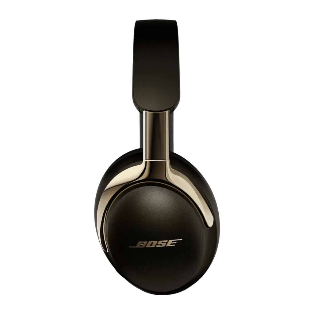 Casque Bose QuietComfort Ultra Gen 2 Réduction de Bruit Circum-Aural Or, profil: écouteur droit avec logo Bose et arceau